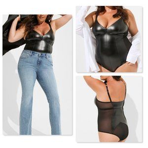 Torrid Pleather Bodysuit in Black Sz 1X NWT